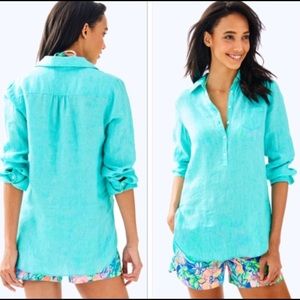 Lilly Pulitzer Deanna popover in amante aqua